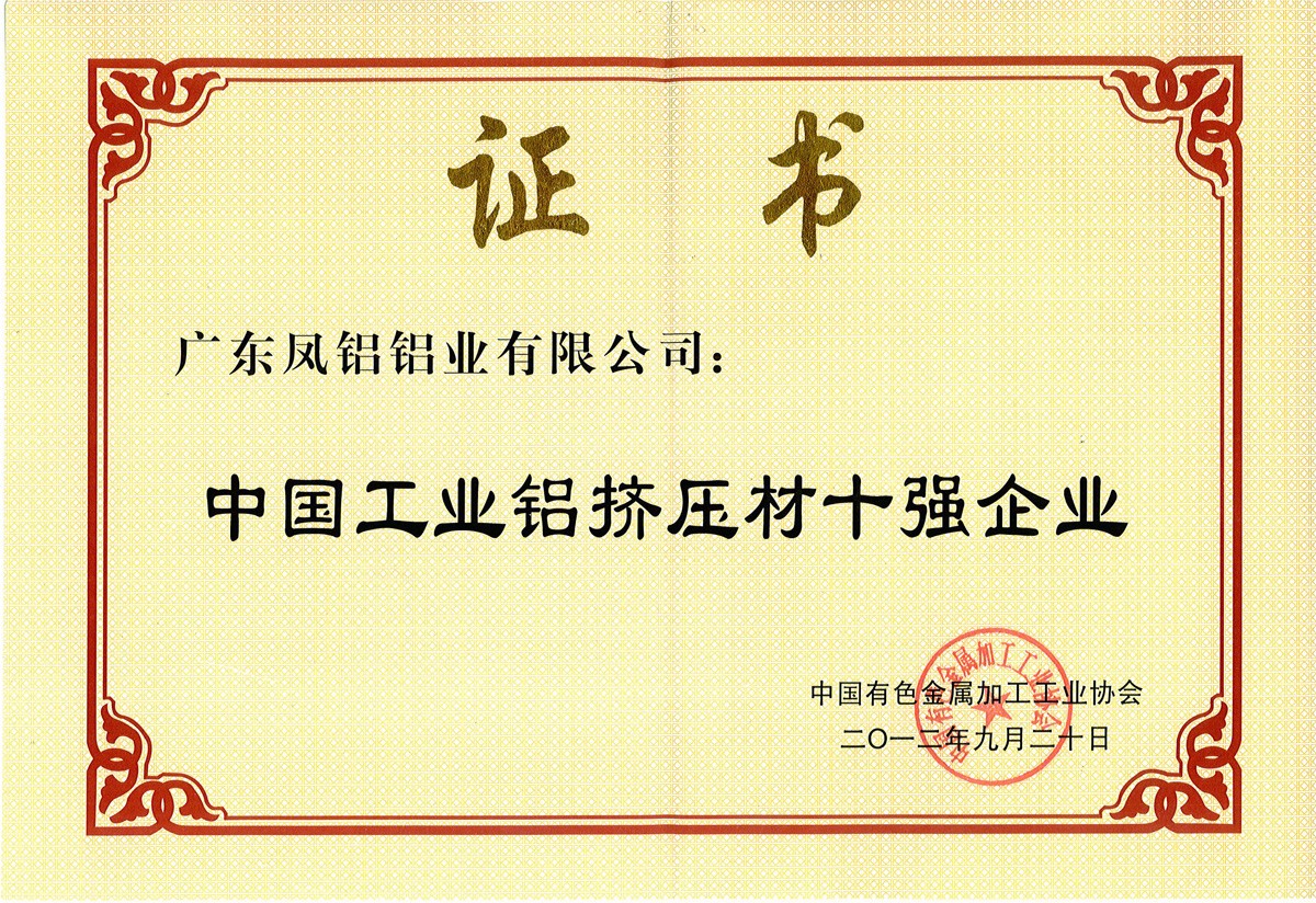 中国工业铝挤压材排名第四
